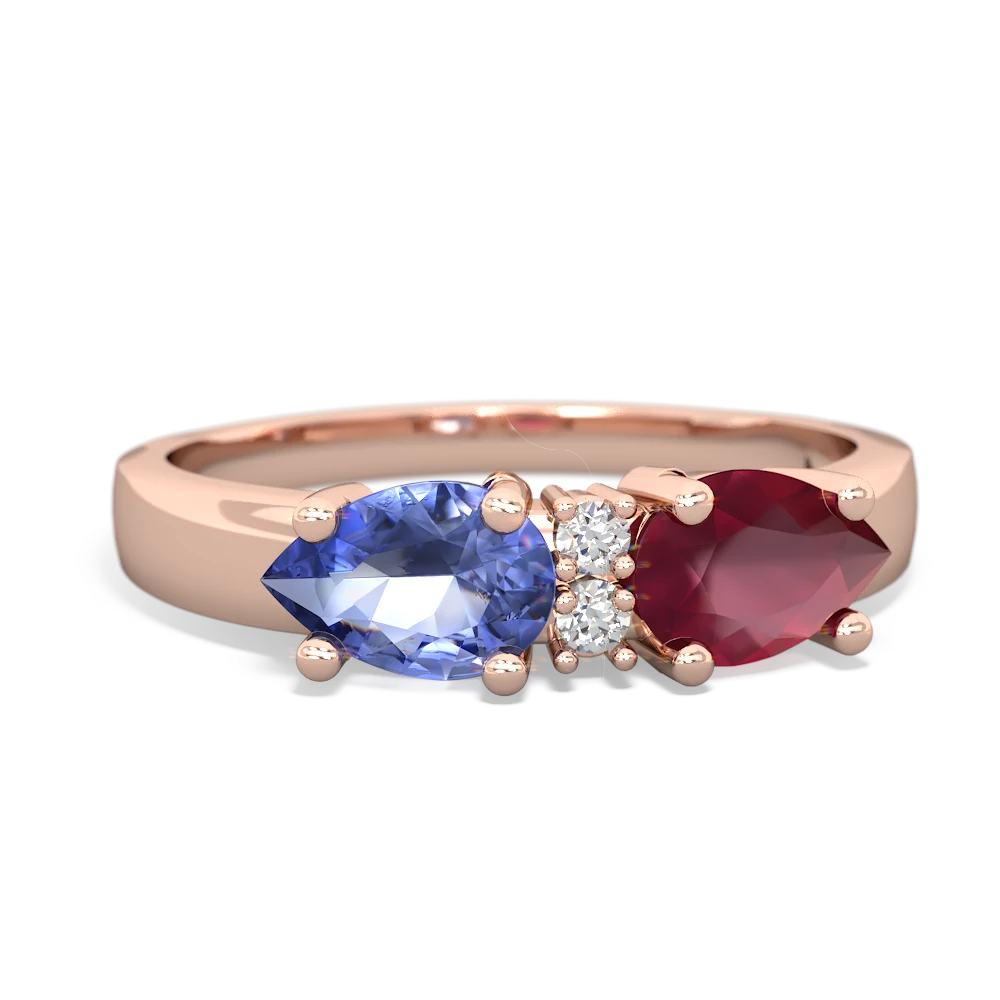 Ruby Pear Bowtie 14K Rose Gold ring R0865