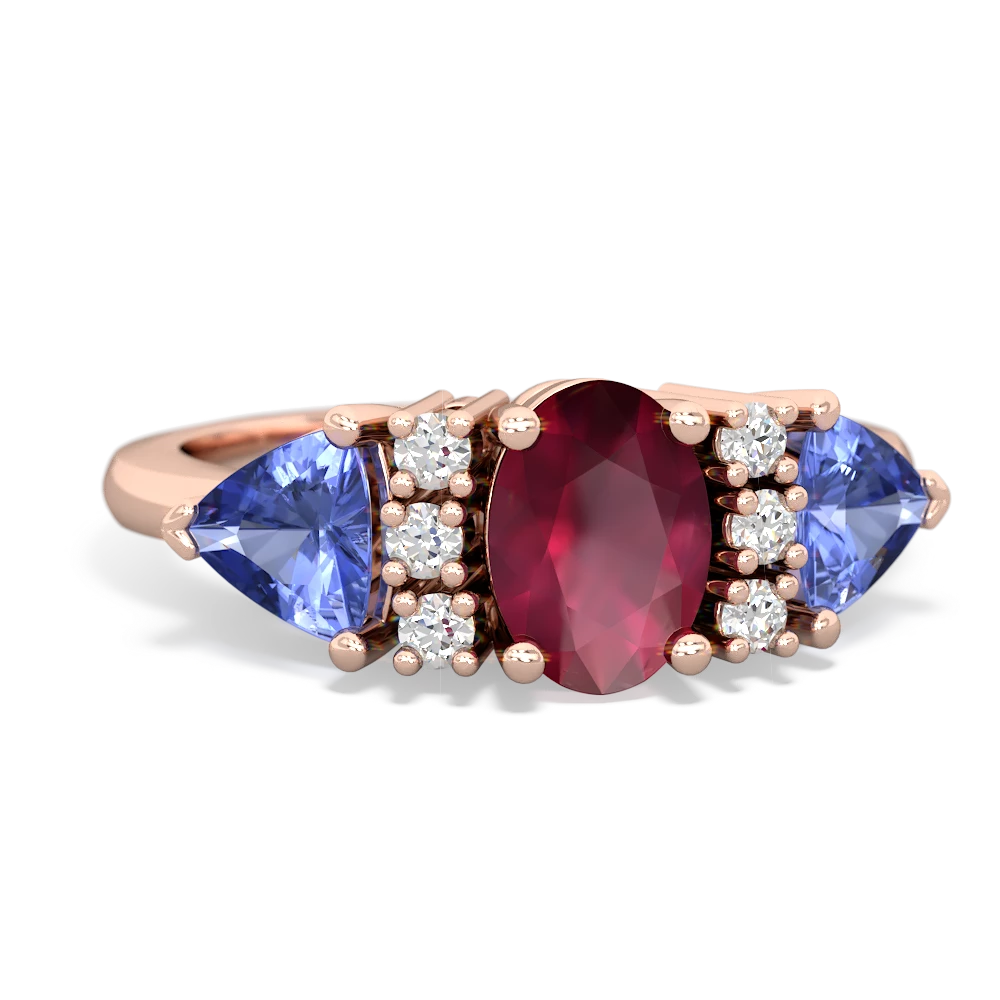 Ruby Antique Style Three Stone 14K Rose Gold ring R2186