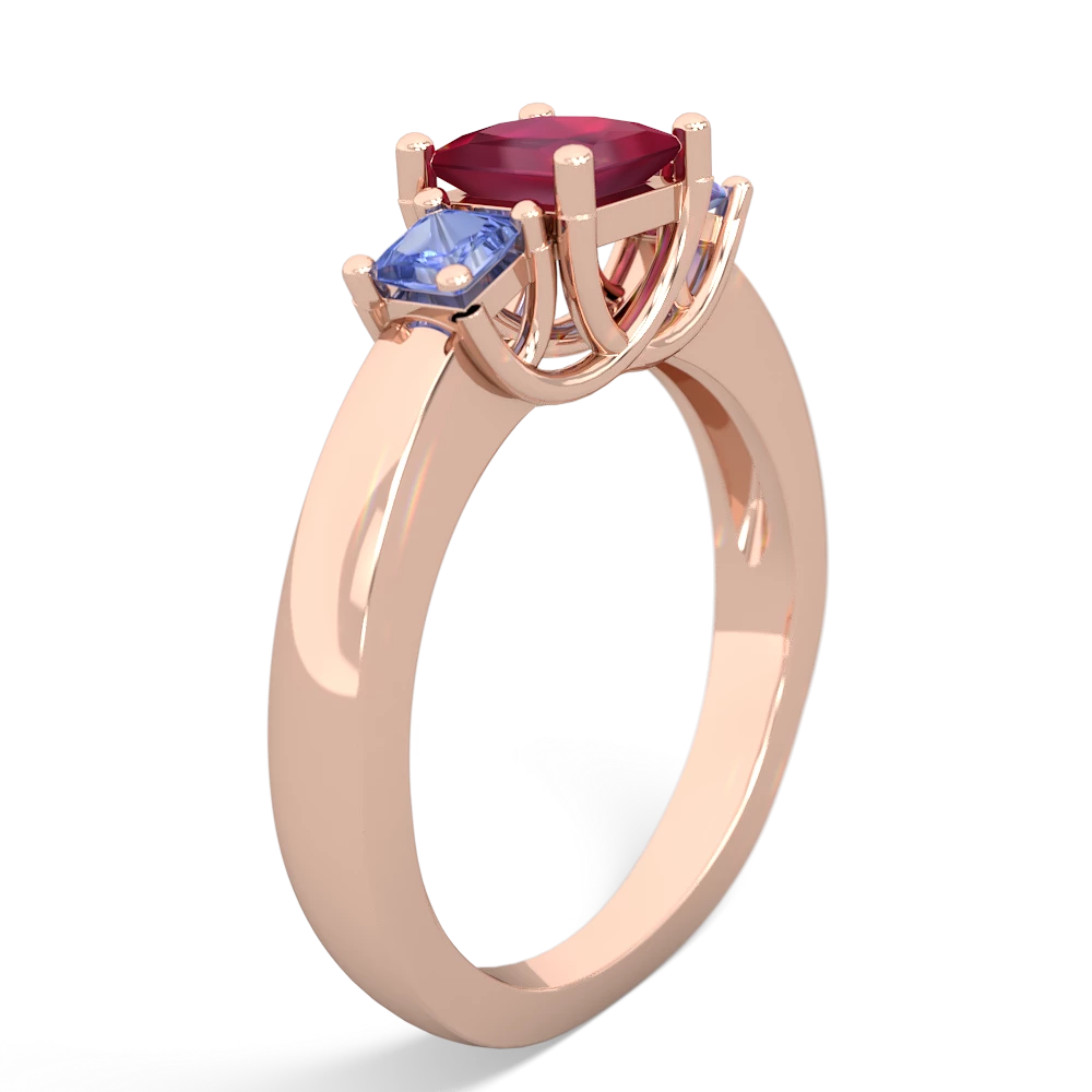 Ruby Three Stone Trellis 14K Rose Gold ring R4015