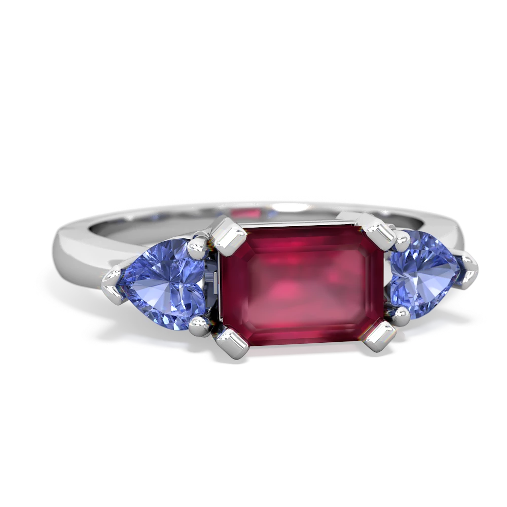 Ruby Three Stone 14K White Gold ring R5235