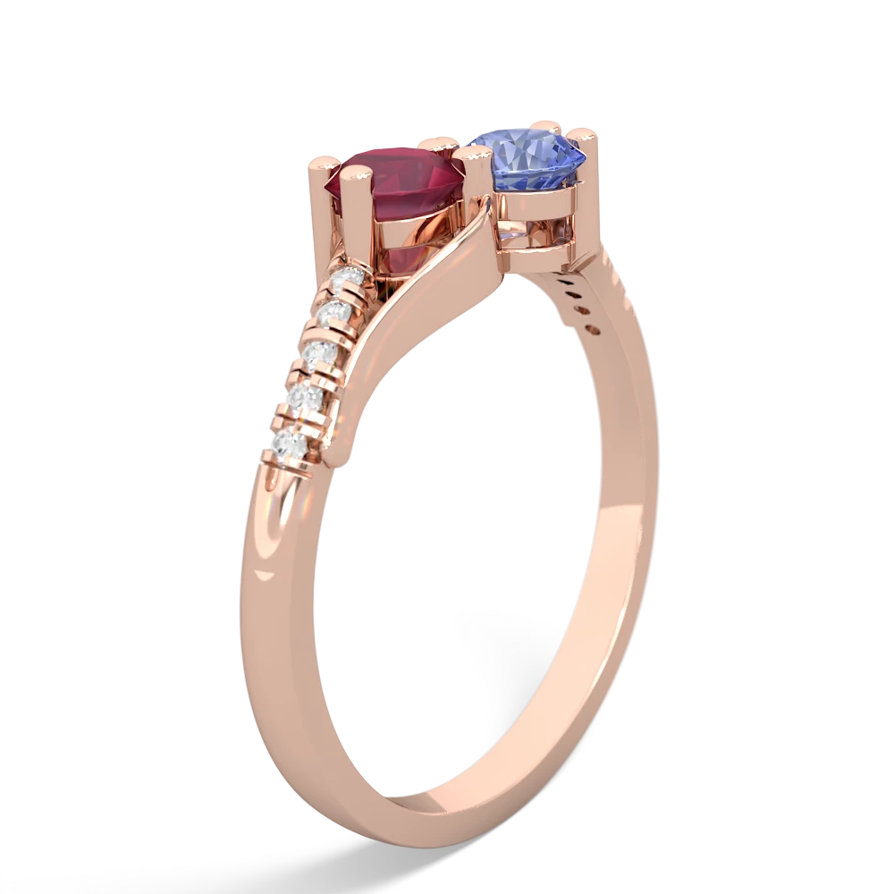 Ruby Infinity Pave Two Stone 14K Rose Gold ring R5285