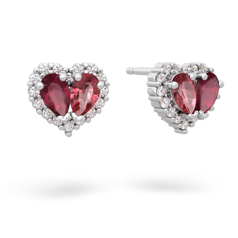 Ruby Halo 14K White Gold earrings E7008
