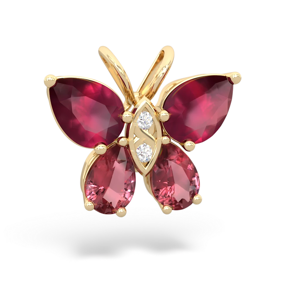 Ruby Butterfly 14K Yellow Gold pendant P2215