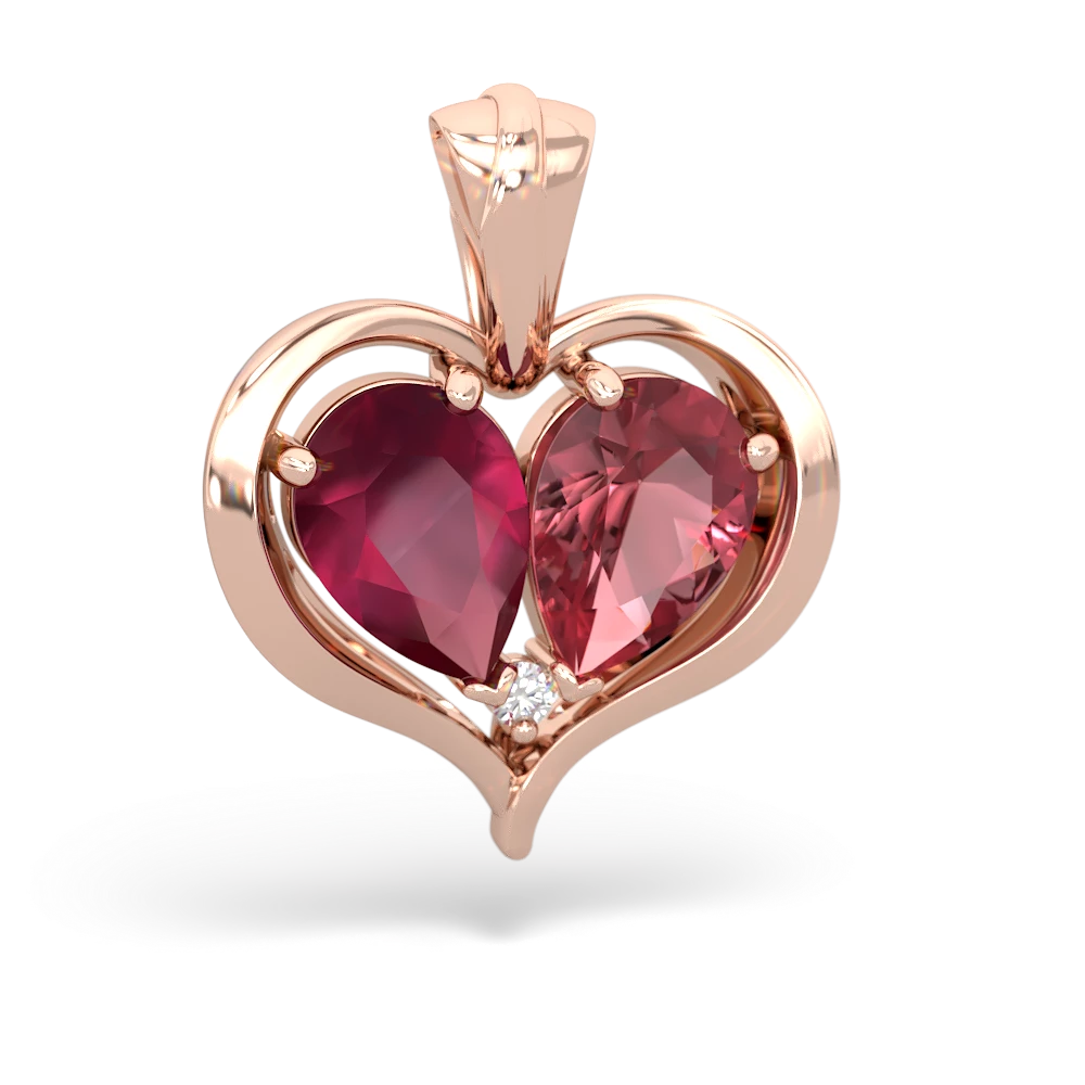 Ruby Two Become One 14K Rose Gold pendant P5330