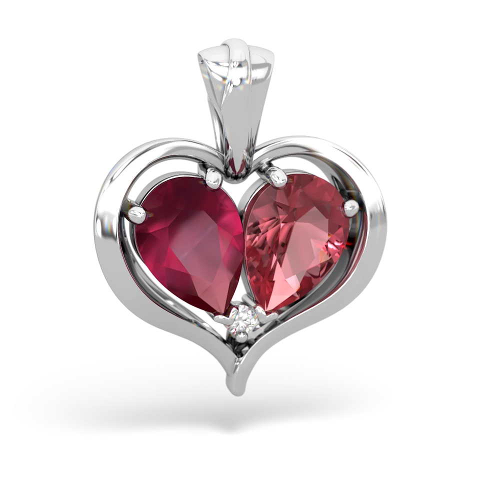 Ruby Two Become One 14K White Gold pendant P5330