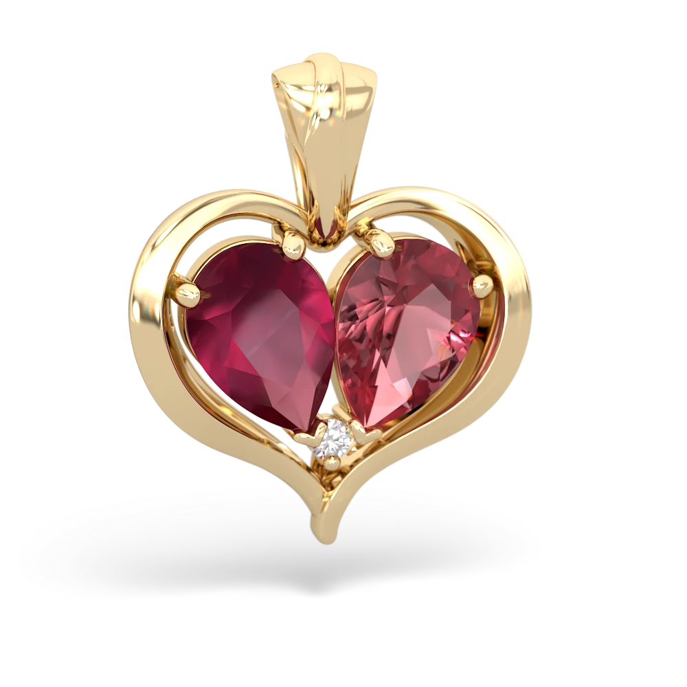 Ruby Two Become One 14K Yellow Gold pendant P5330