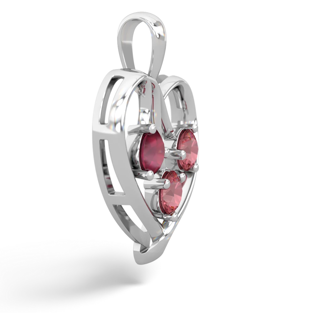 Ruby Glowing Heart 14K White Gold pendant P2233