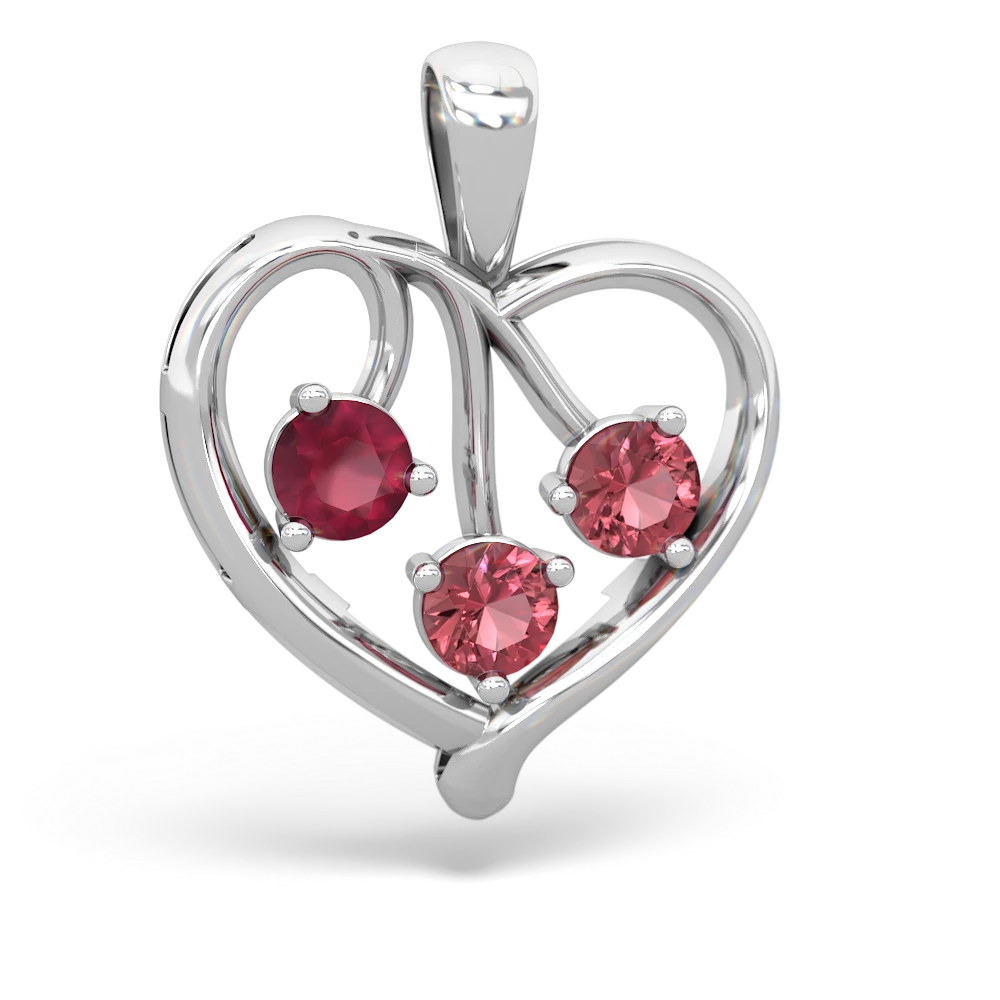 Ruby Glowing Heart 14K White Gold pendant P2233