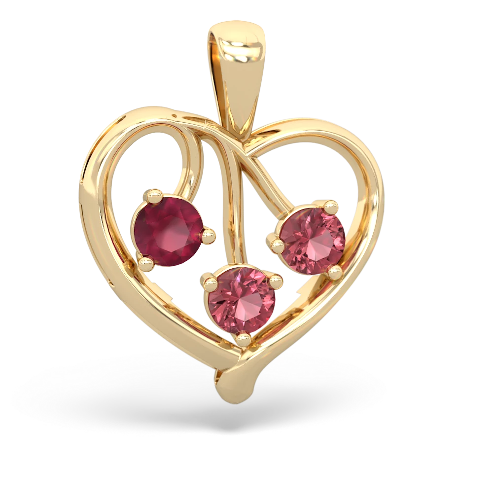 Ruby Glowing Heart 14K Yellow Gold pendant P2233