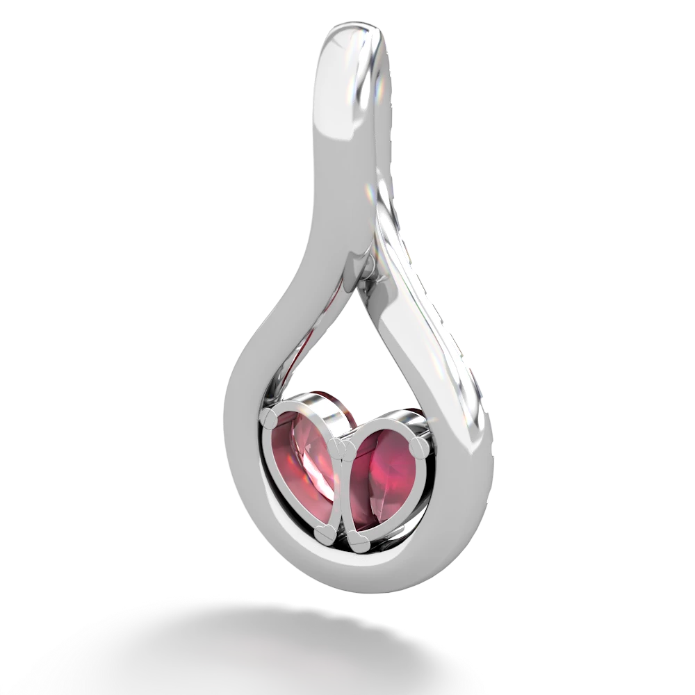 Ruby Pave Twist 'One Heart' 14K White Gold pendant P5360