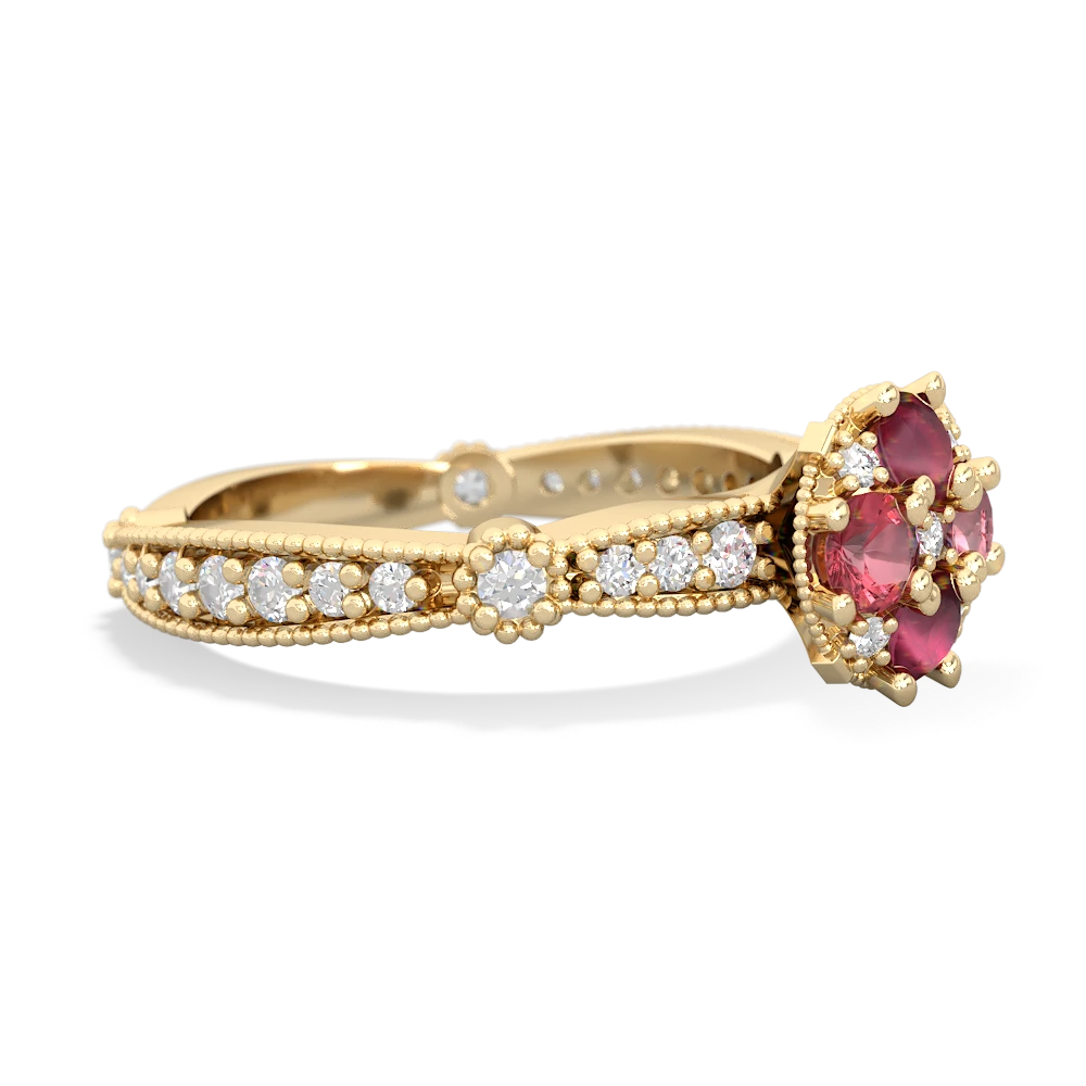 Ruby Sparkling Tiara Cluster 14K Yellow Gold ring R26293RD