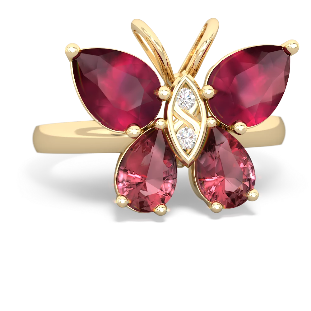 Ruby Butterfly 14K Yellow Gold ring R2215