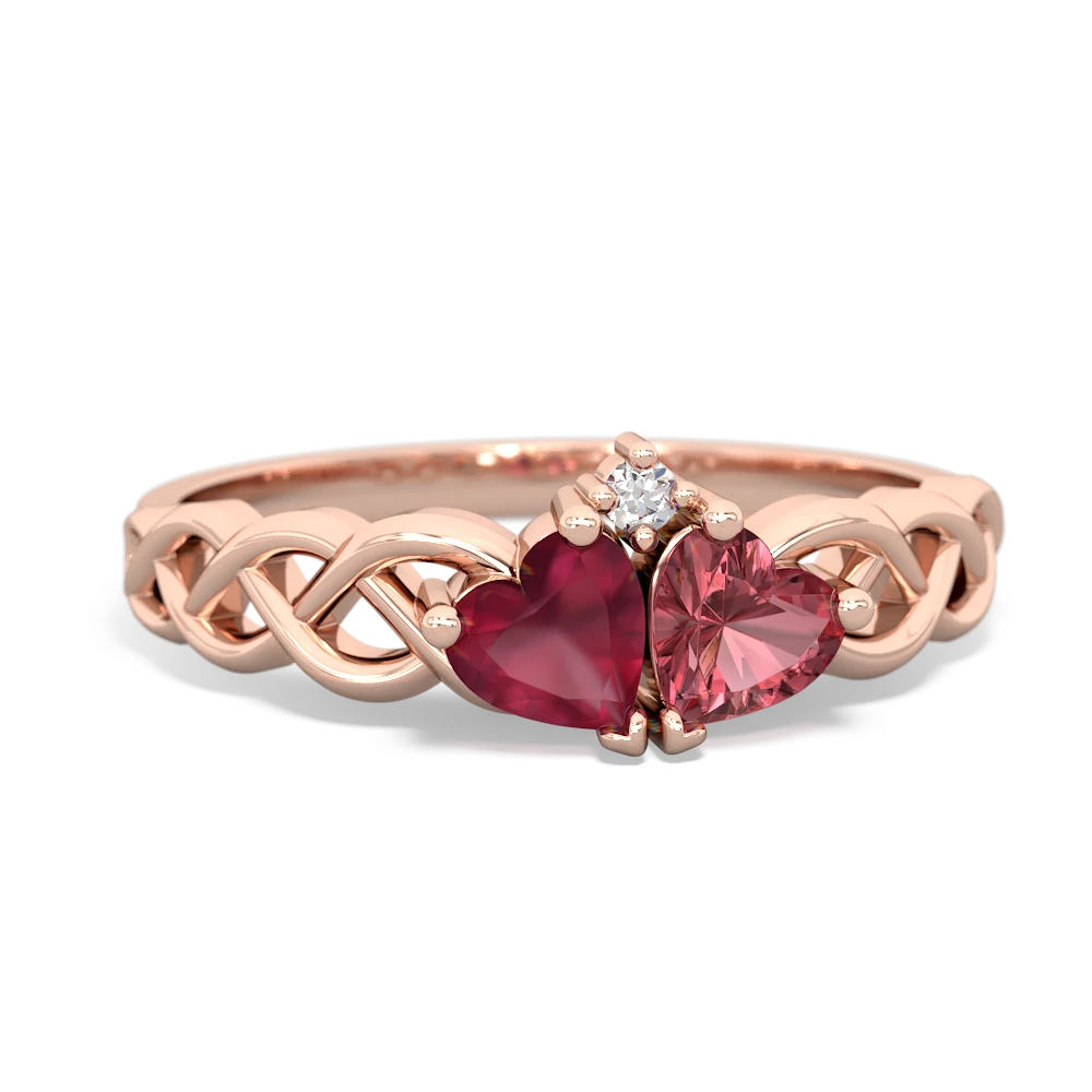 Ruby Heart To Heart Braid 14K Rose Gold ring R5870