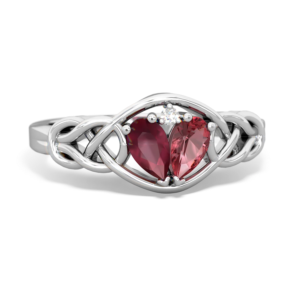 Ruby Celtic Love Knot 14K White Gold ring R5420