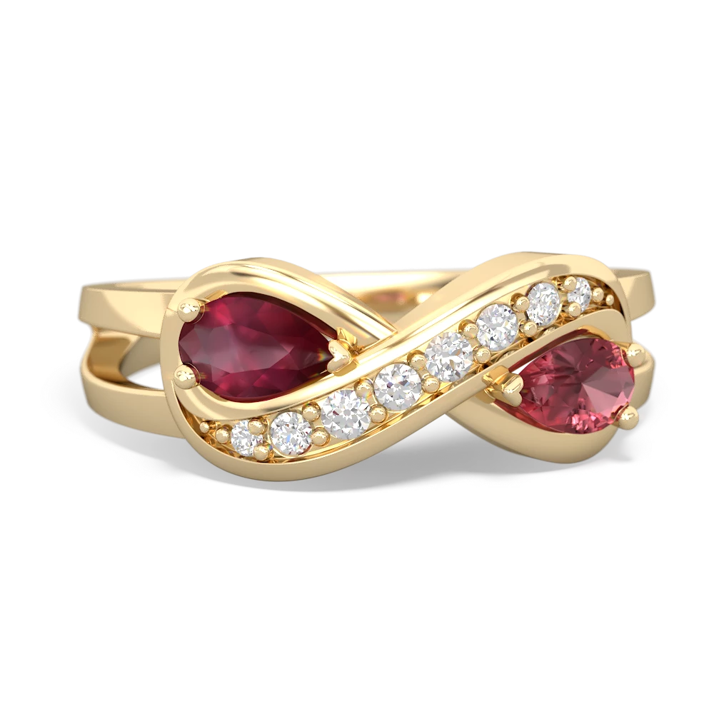 Ruby Diamond Infinity 14K Yellow Gold ring R5390