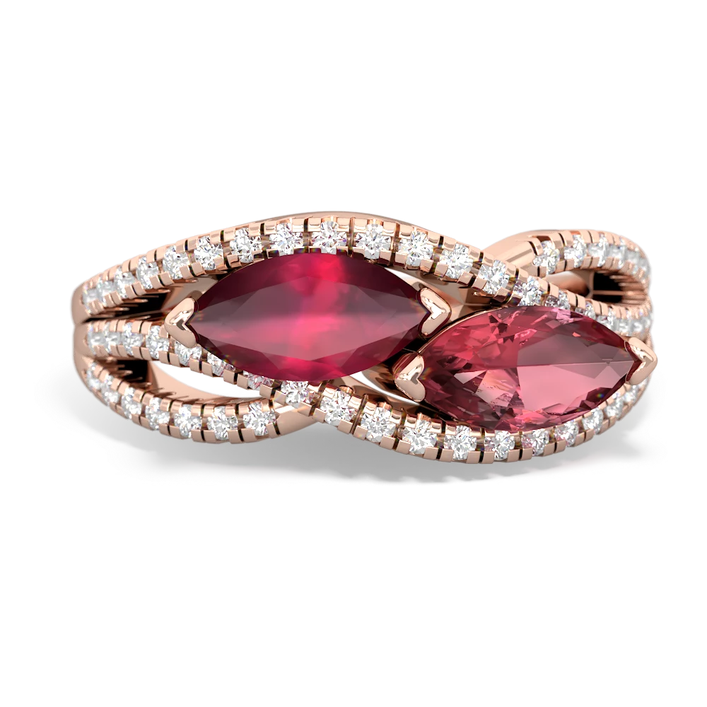 Ruby Diamond Rivers 14K Rose Gold ring R3070