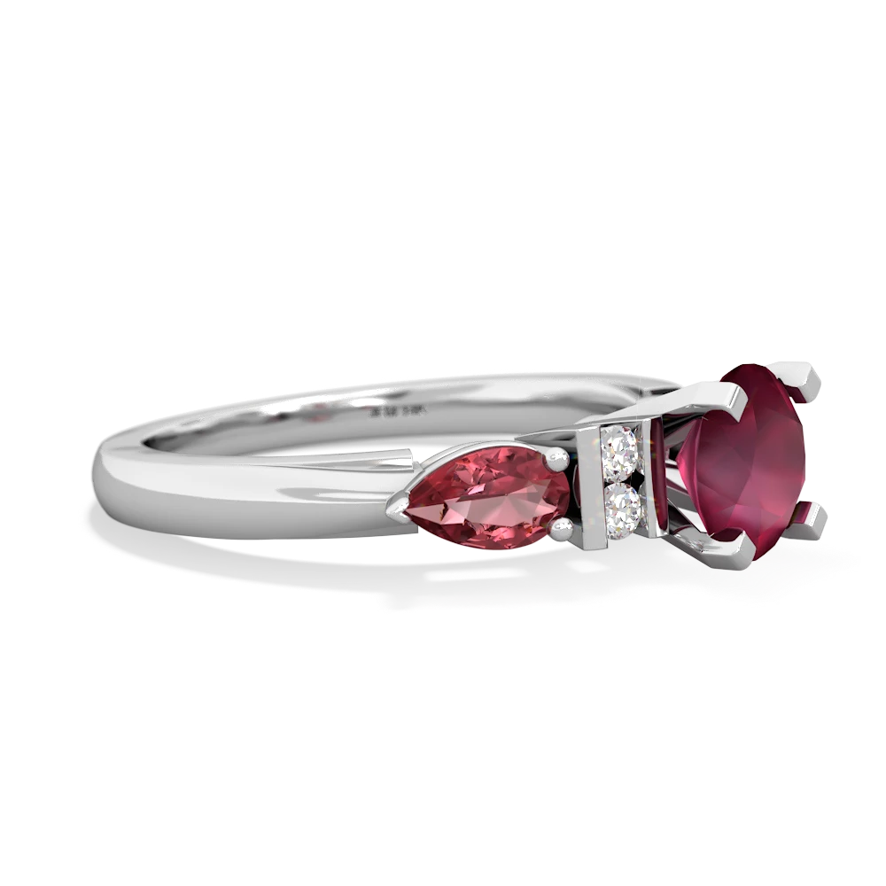 Ruby 6Mm Round Eternal Embrace Engagement 14K White Gold ring R2005