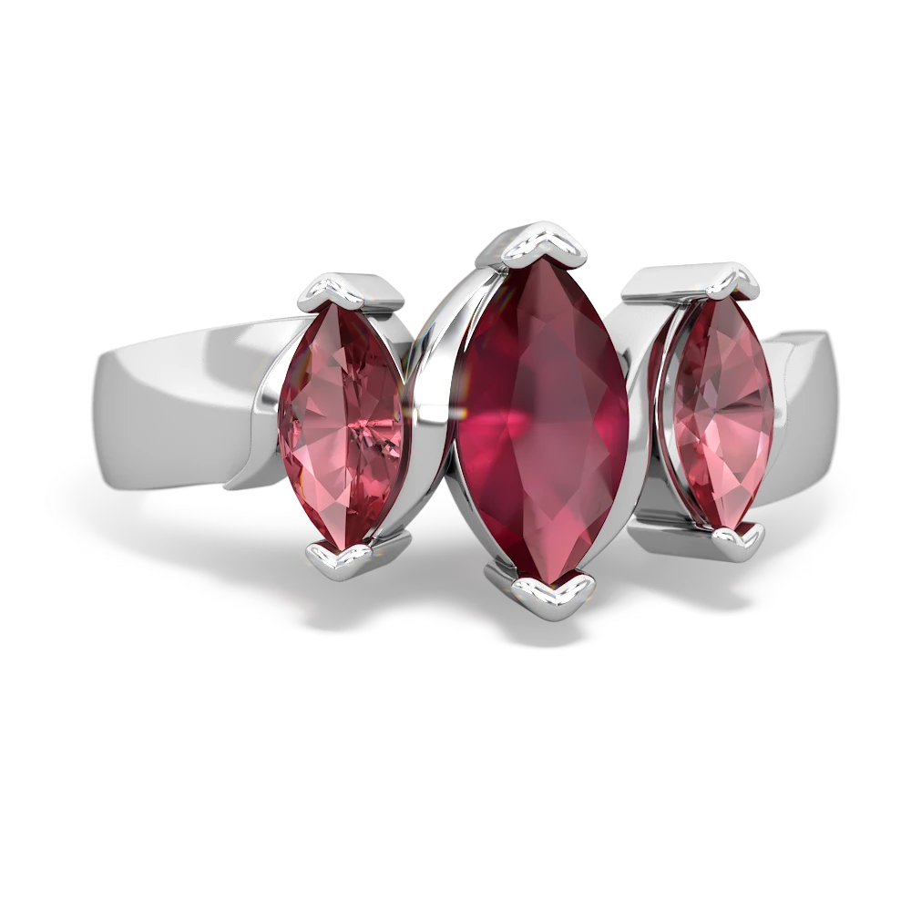 Ruby Three Peeks 14K White Gold ring R2433