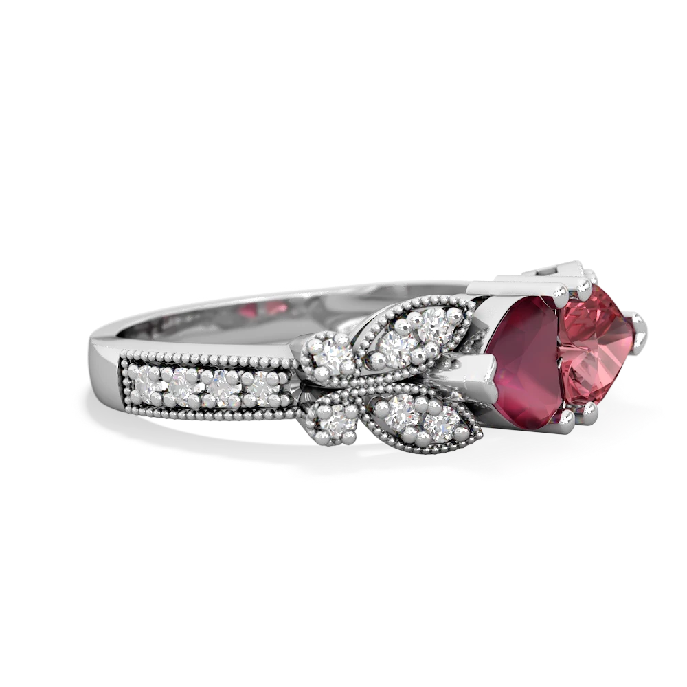 Ruby Diamond Butterflies 14K White Gold ring R5601