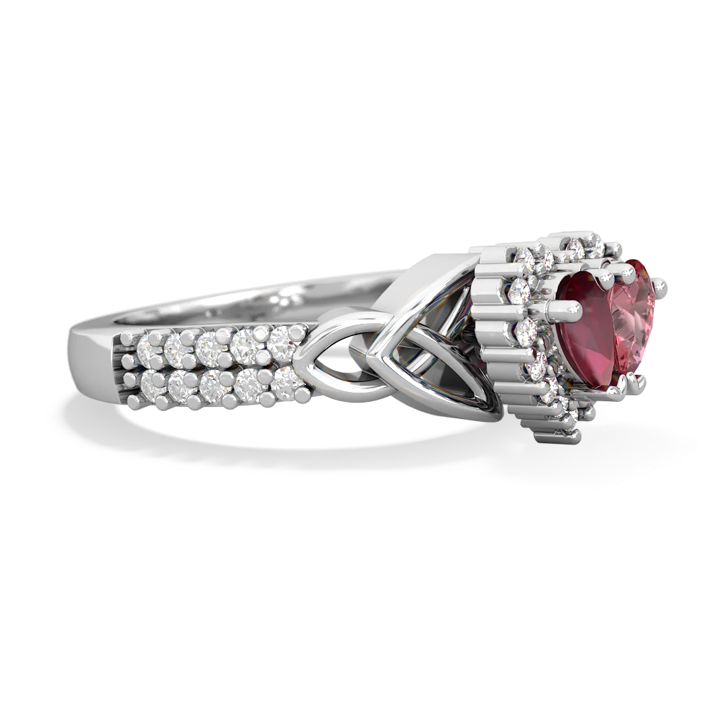 Ruby Celtic Knot Two Hearts As One 14K White Gold ring R2644HRT