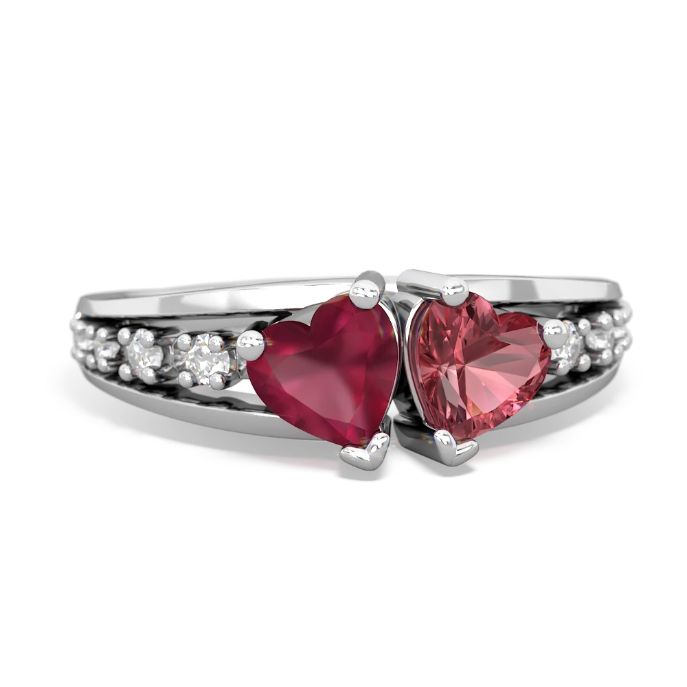 Ruby Heart To Heart 14K White Gold ring R3342