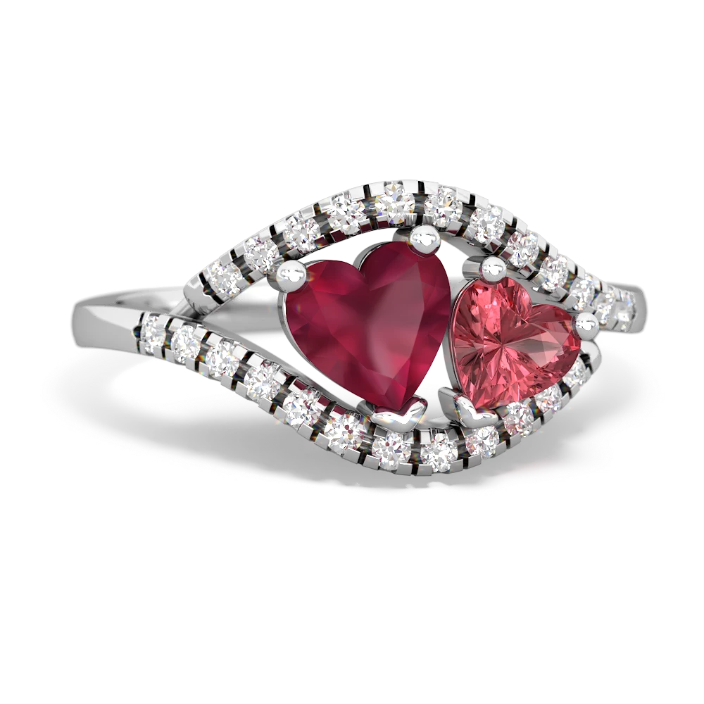 Ruby Mother And Child 14K White Gold ring R3010