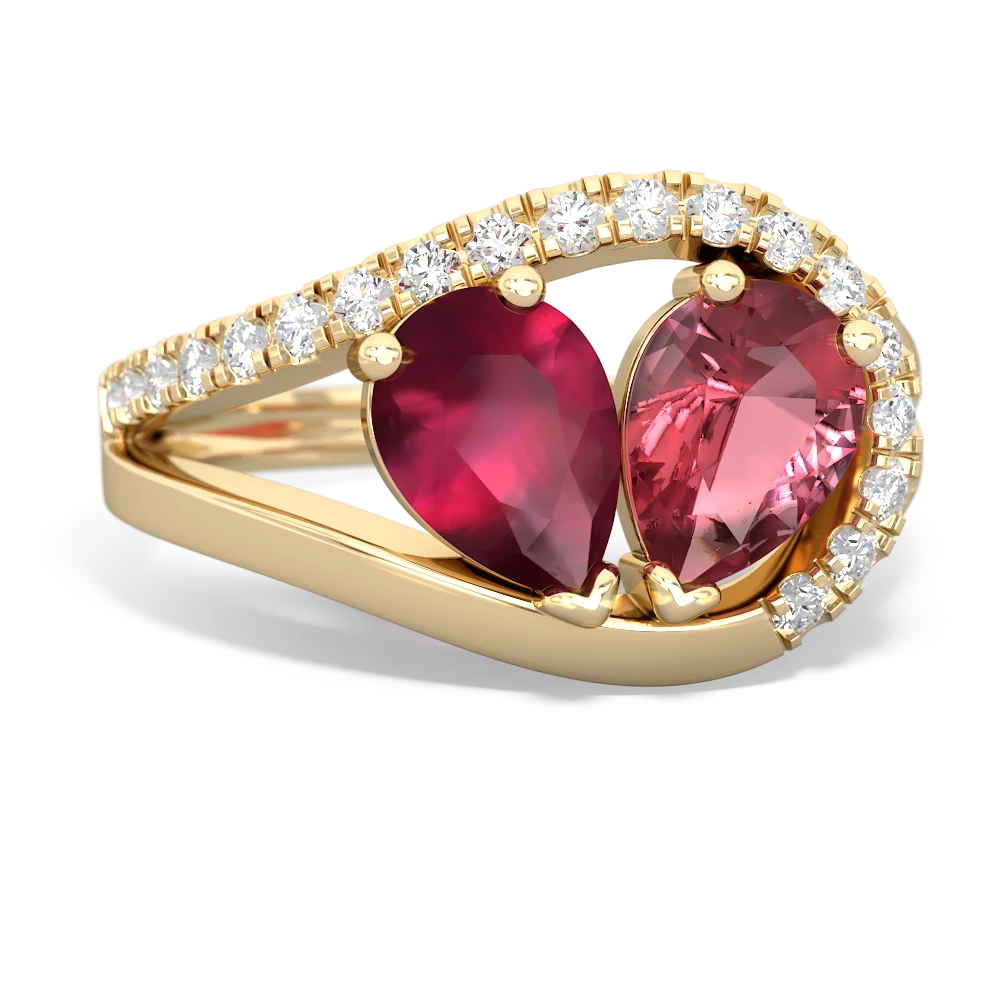 Ruby Nestled Heart Keepsake 14K Yellow Gold ring R5650