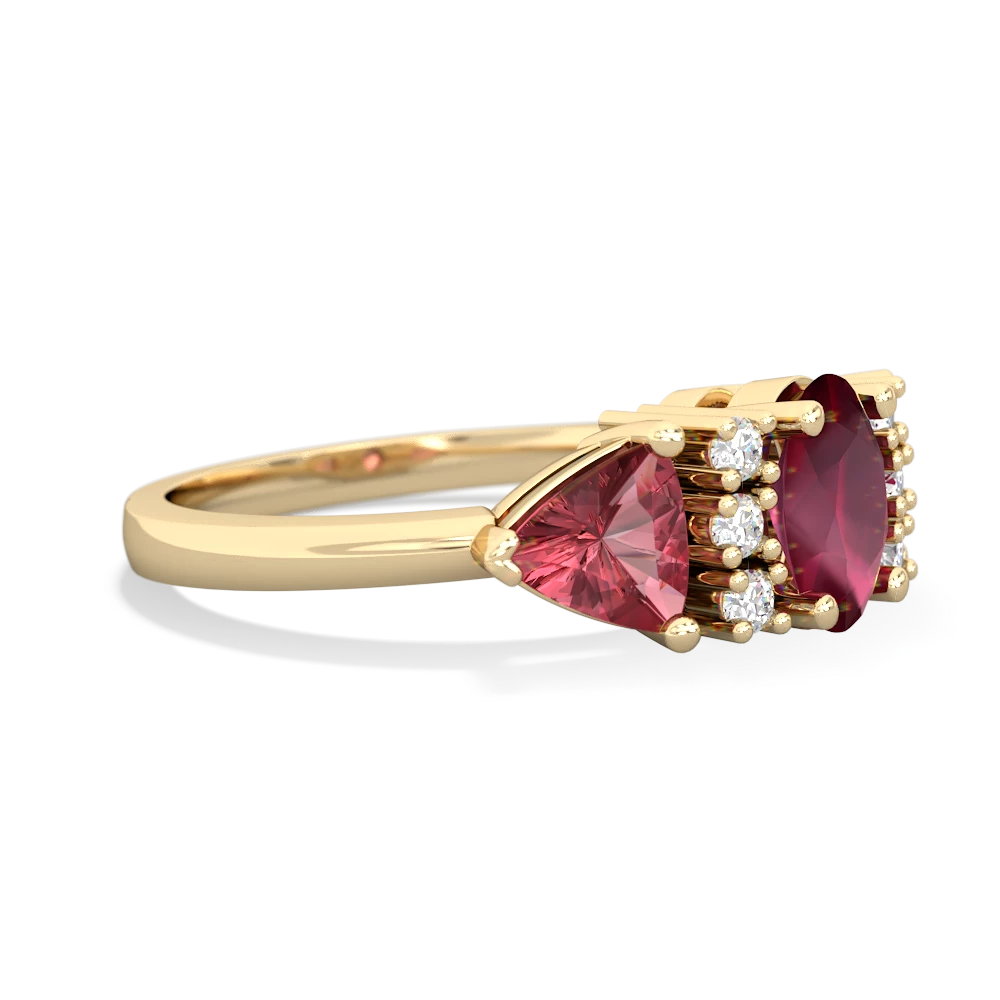 Ruby Antique Style Three Stone 14K Yellow Gold ring R2186