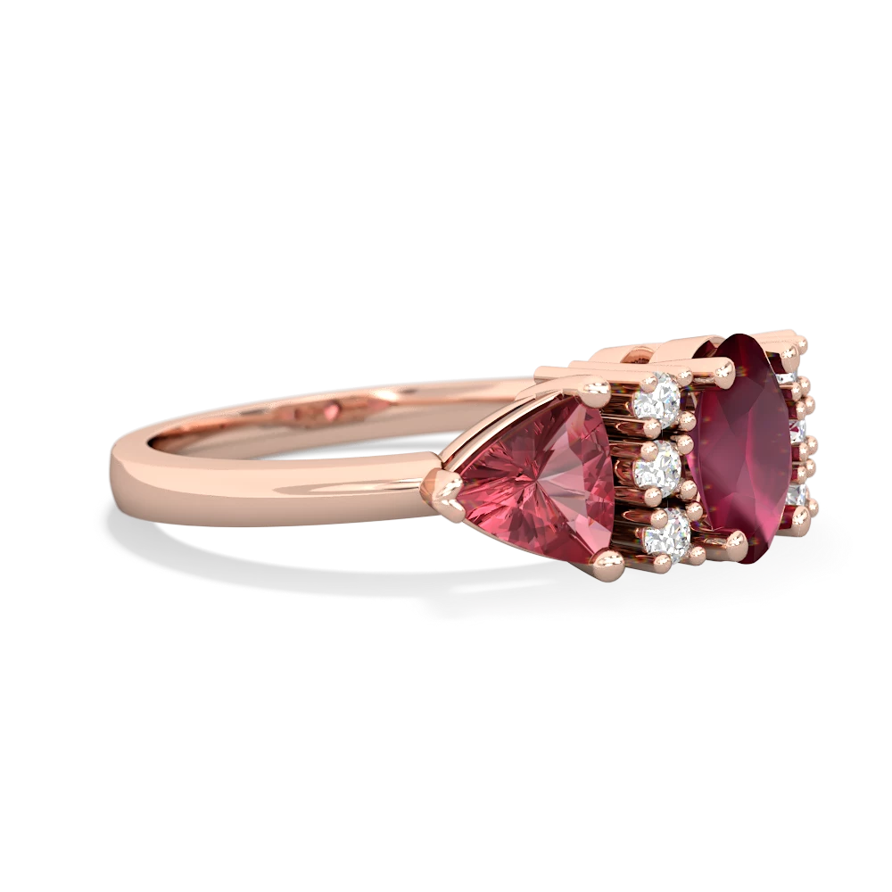 Ruby Antique Style Three Stone 14K Rose Gold ring R2186