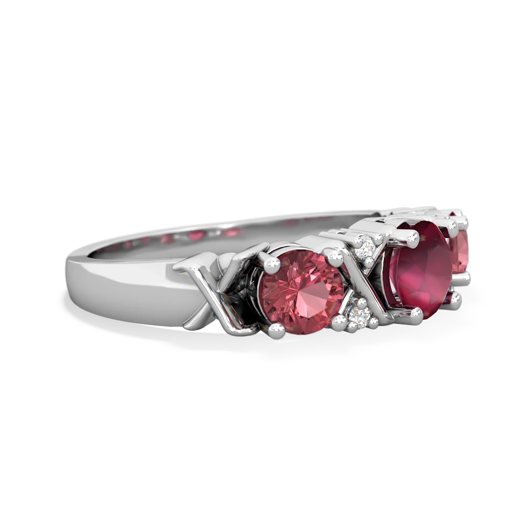 Ruby Hugs And Kisses 14K White Gold ring R5016