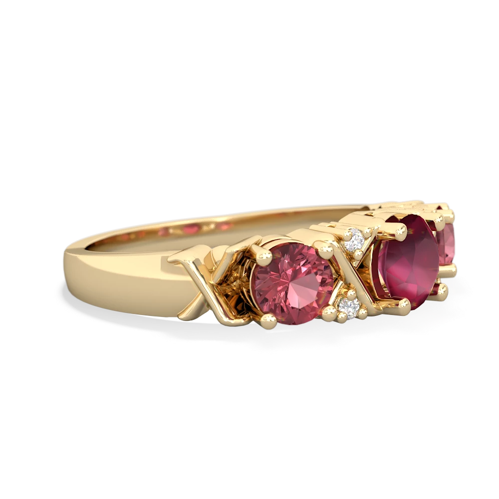 Ruby Hugs And Kisses 14K Yellow Gold ring R5016