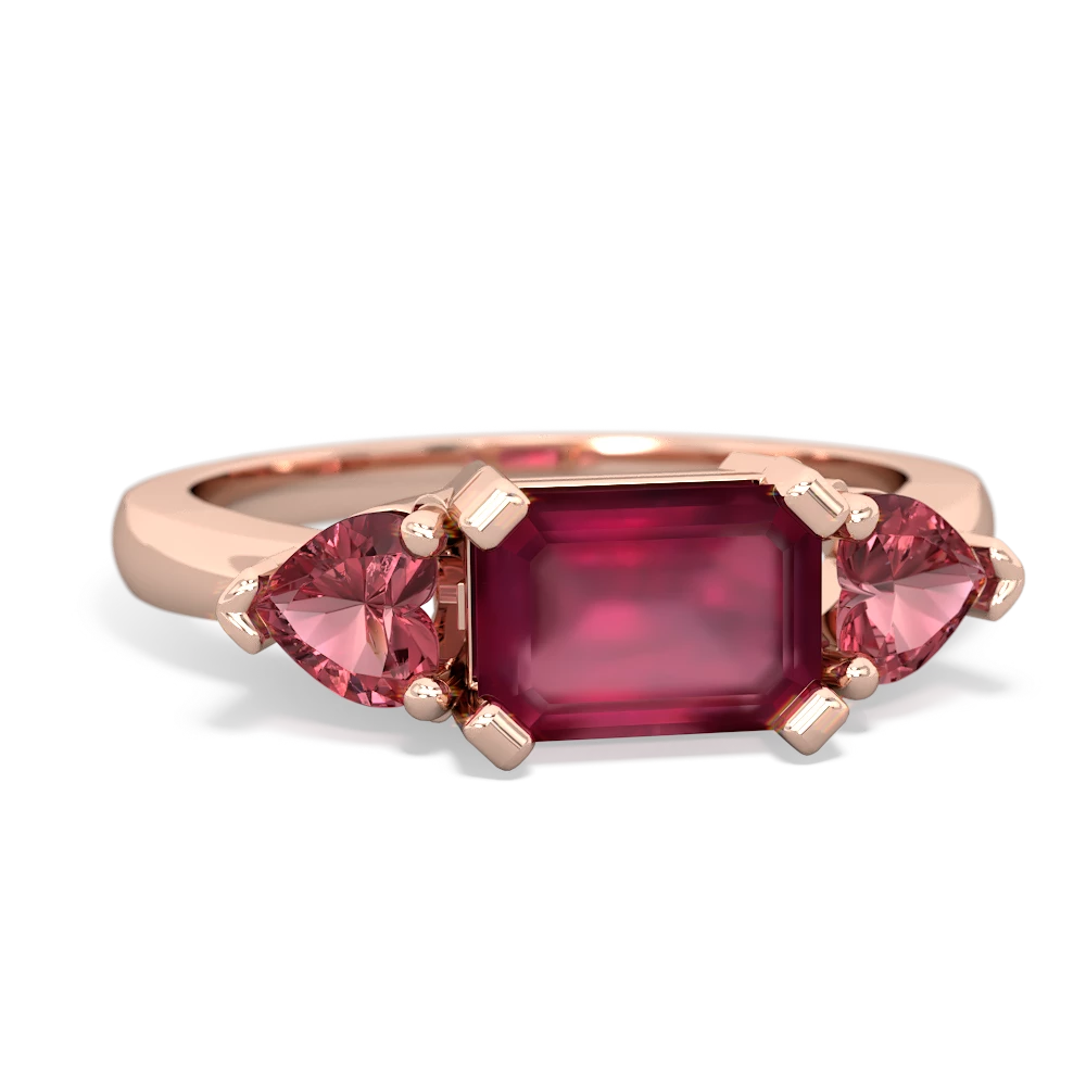 Ruby Three Stone 14K Rose Gold ring R5235