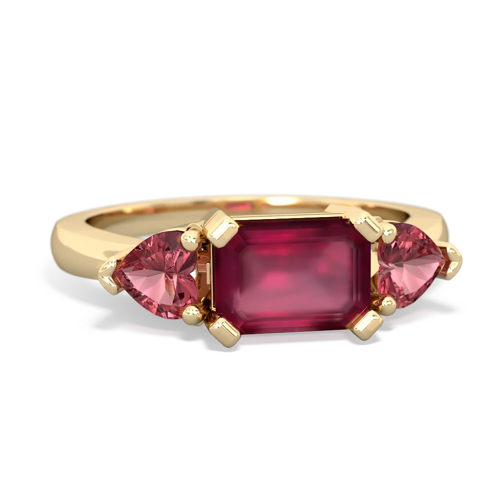 Ruby Three Stone 14K Yellow Gold ring R5235