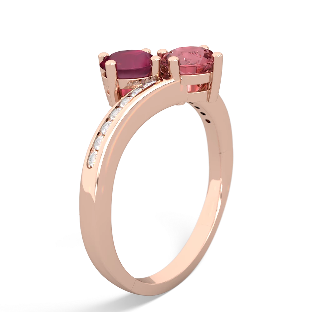 Ruby Channel Set Two Stone 14K Rose Gold ring R5303