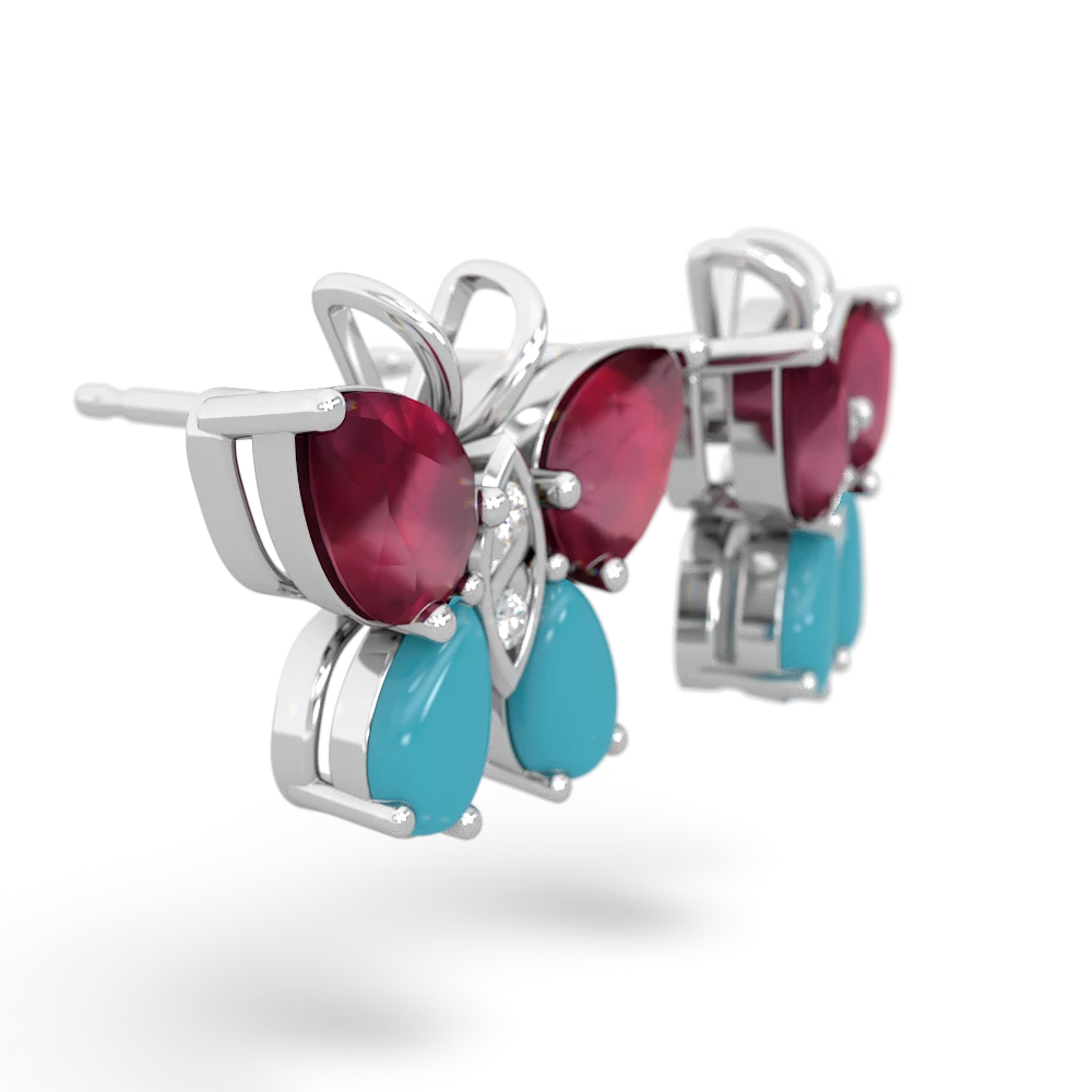 Ruby Butterfly 14K White Gold earrings E2215