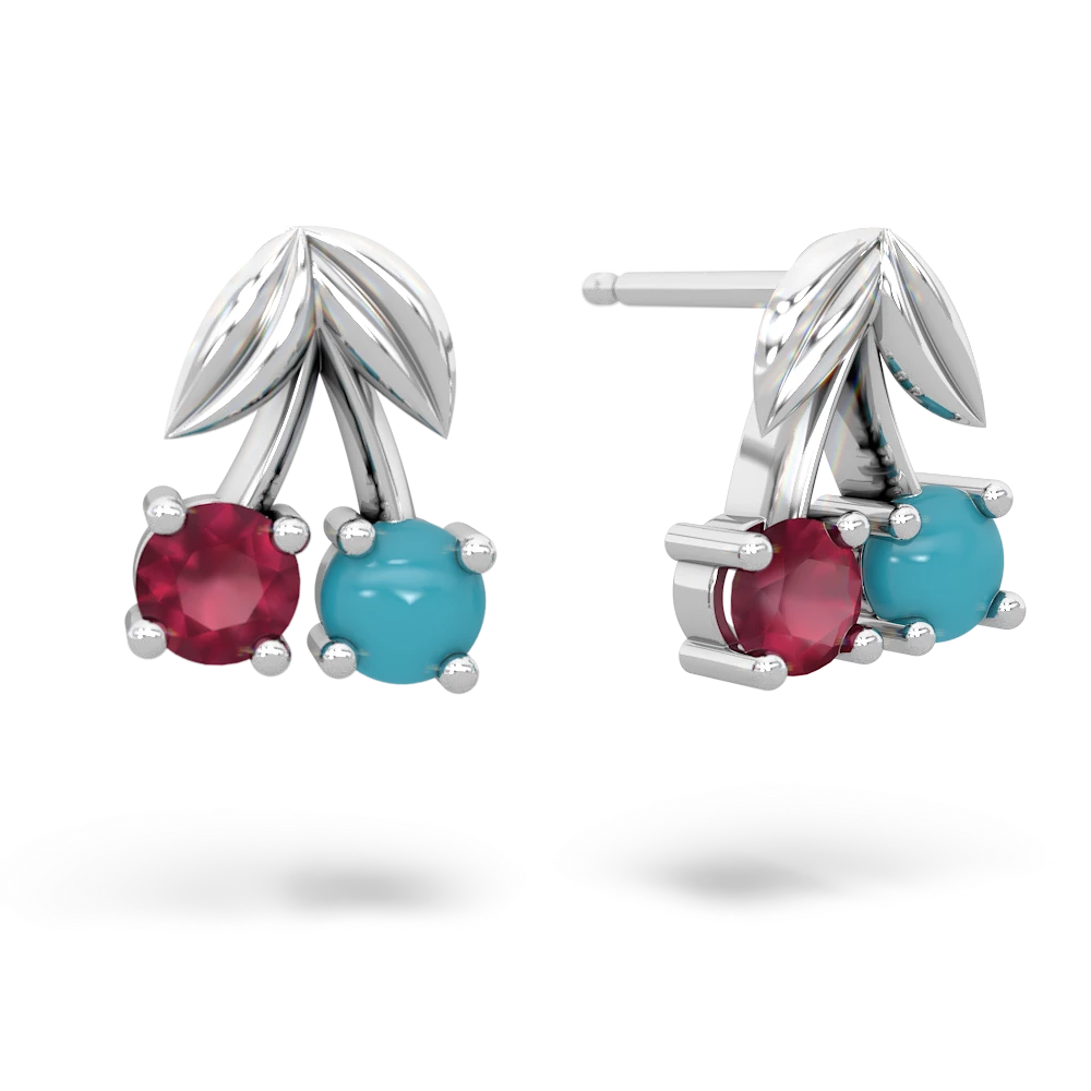 Ruby Sweet Cherries 14K White Gold earrings E7001