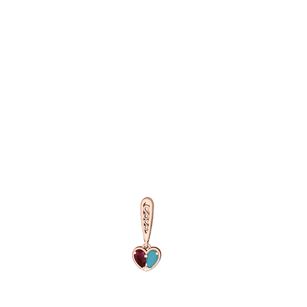 Ruby Filligree Heart 14K Rose Gold earrings E5070