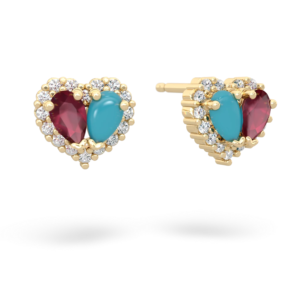 Ruby Halo 14K Yellow Gold earrings E7008