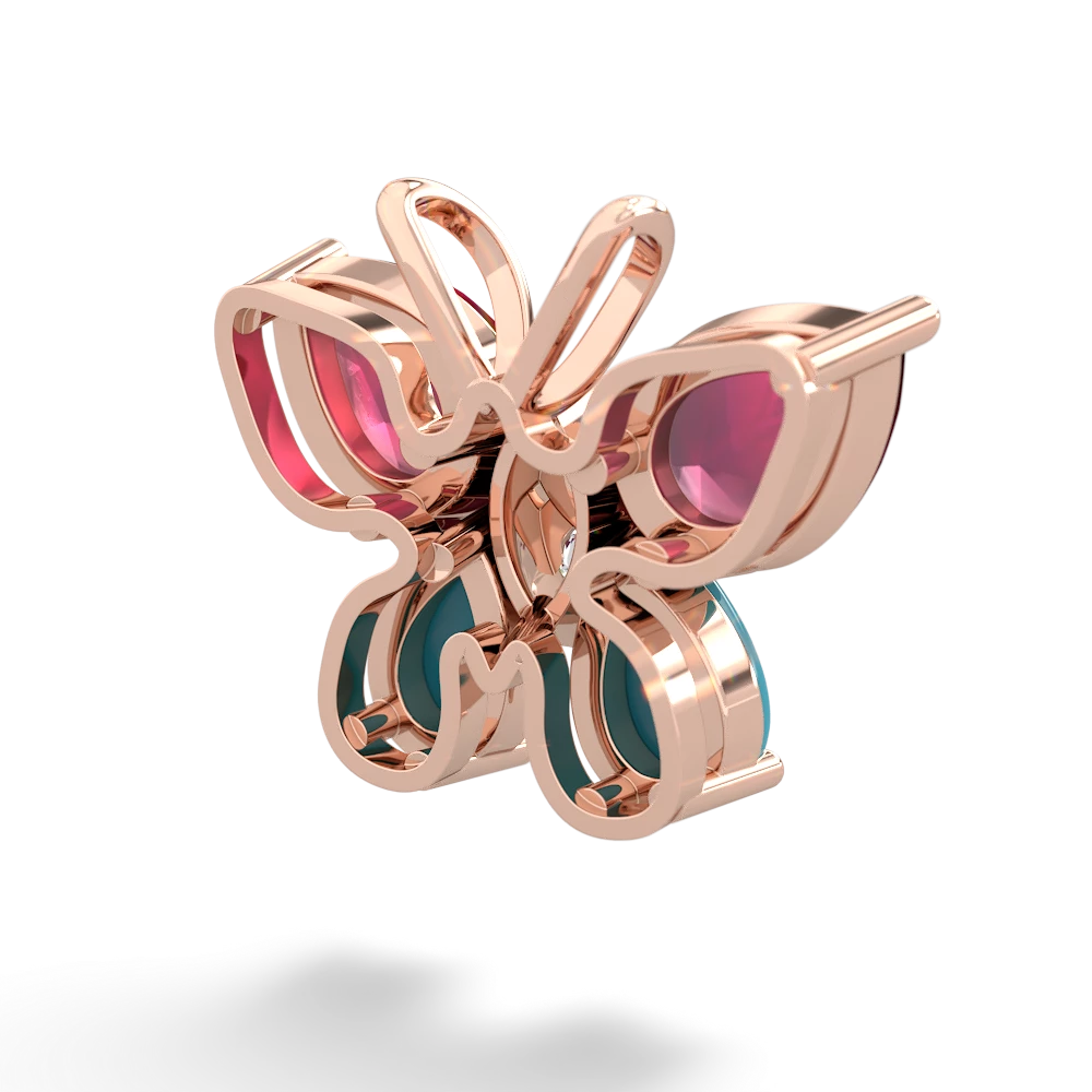 Ruby Butterfly 14K Rose Gold pendant P2215