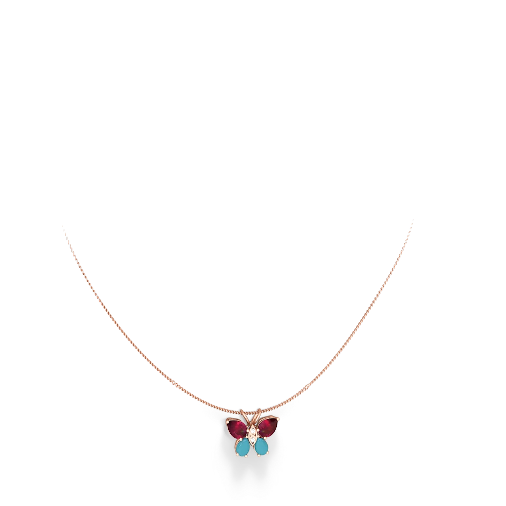 Ruby Butterfly 14K Rose Gold pendant P2215