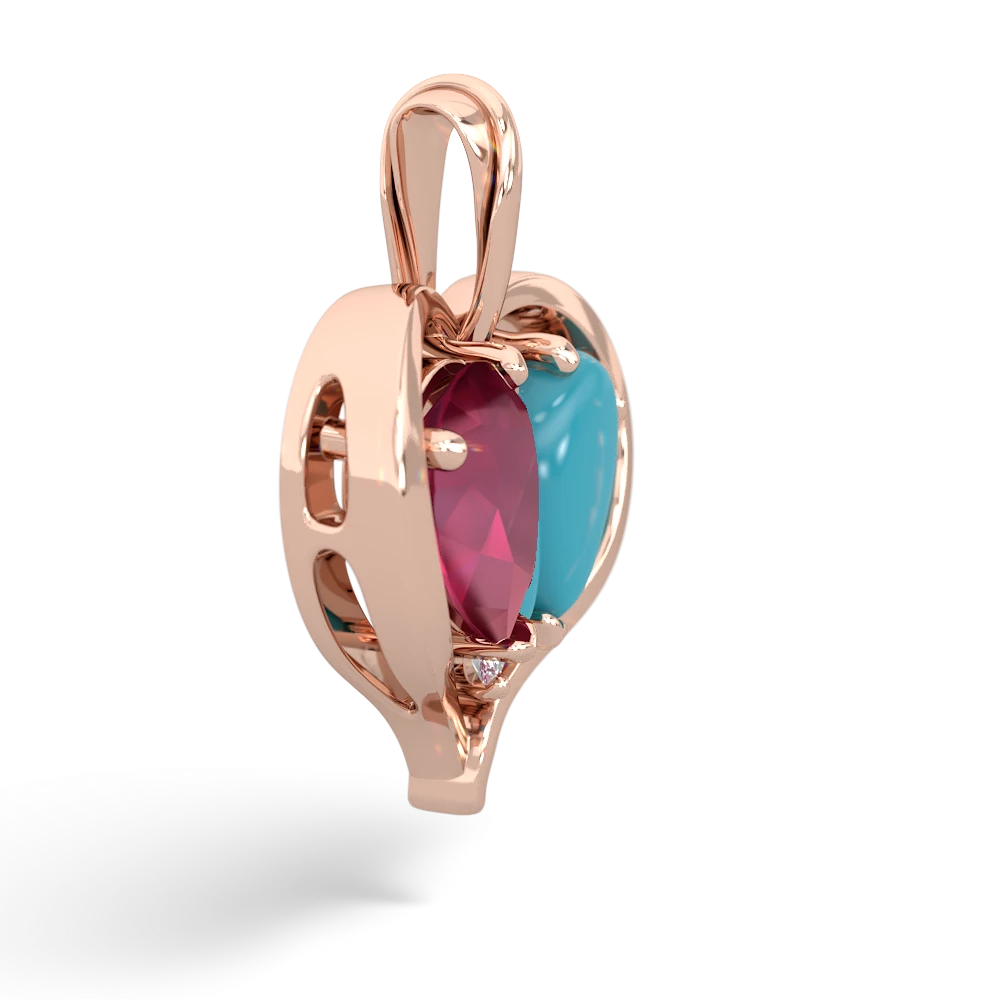 Ruby Two Become One 14K Rose Gold pendant P5330