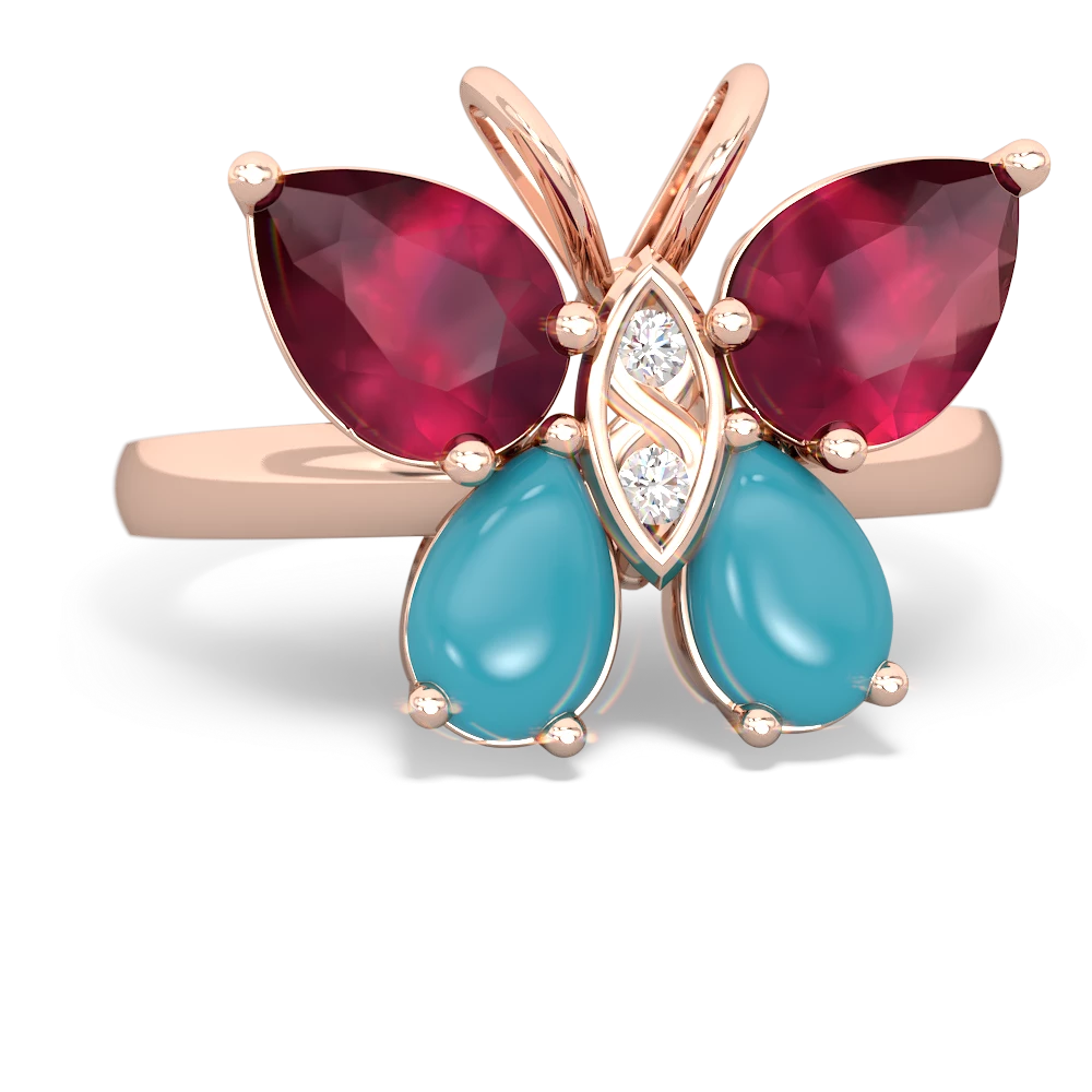 Ruby Butterfly 14K Rose Gold ring R2215