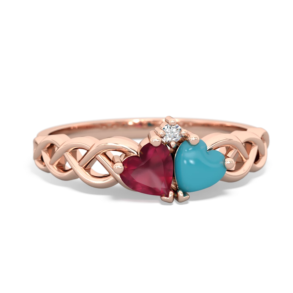 Ruby Heart To Heart Braid 14K Rose Gold ring R5870