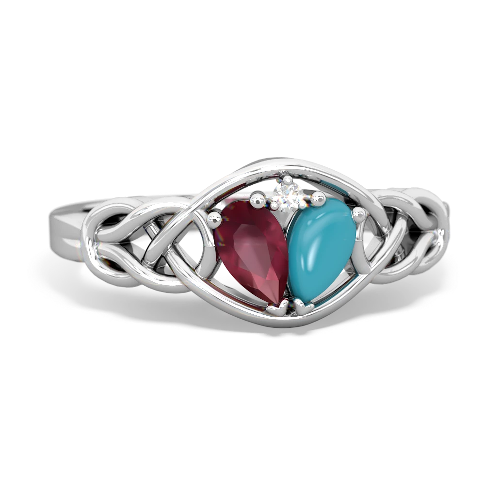 Ruby Celtic Love Knot 14K White Gold ring R5420