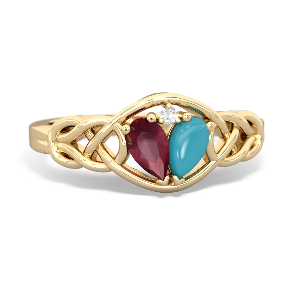 Ruby Celtic Love Knot 14K Yellow Gold ring R5420