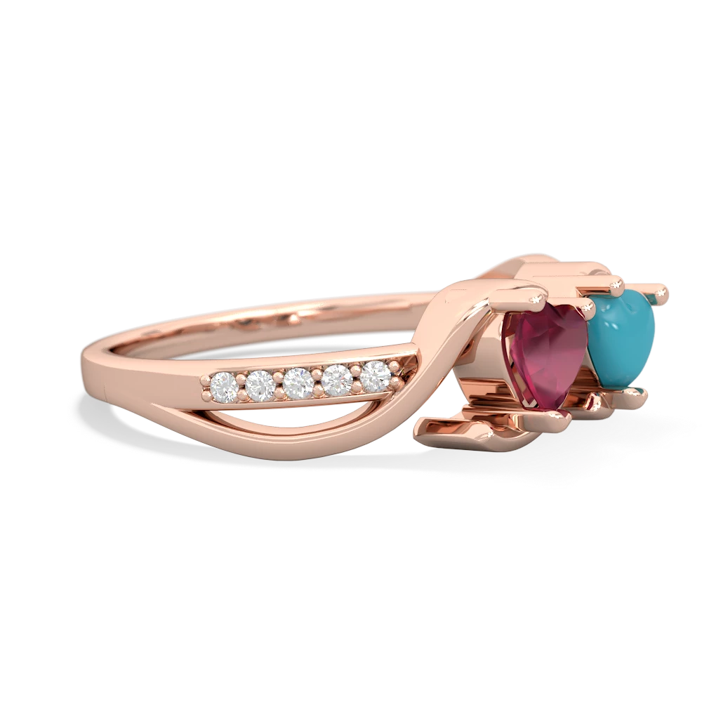 Ruby Side By Side 14K Rose Gold ring R3090