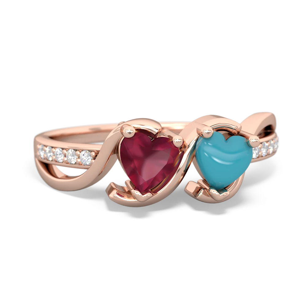 Ruby Side By Side 14K Rose Gold ring R3090