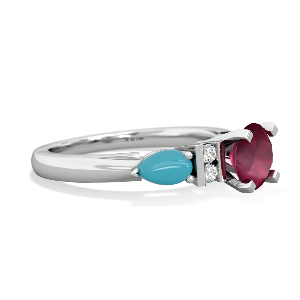 Ruby 6Mm Round Eternal Embrace Engagement 14K White Gold ring R2005