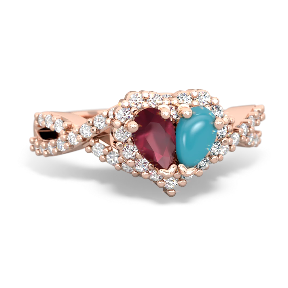 Ruby Diamond Twist 'One Heart' 14K Rose Gold ring R2640HRT