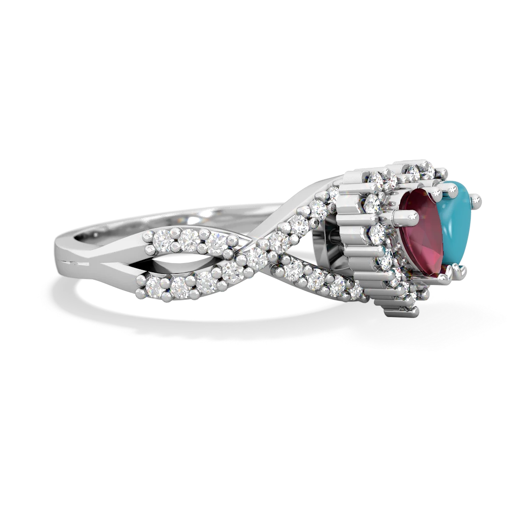 Ruby Diamond Twist 'One Heart' 14K White Gold ring R2640HRT